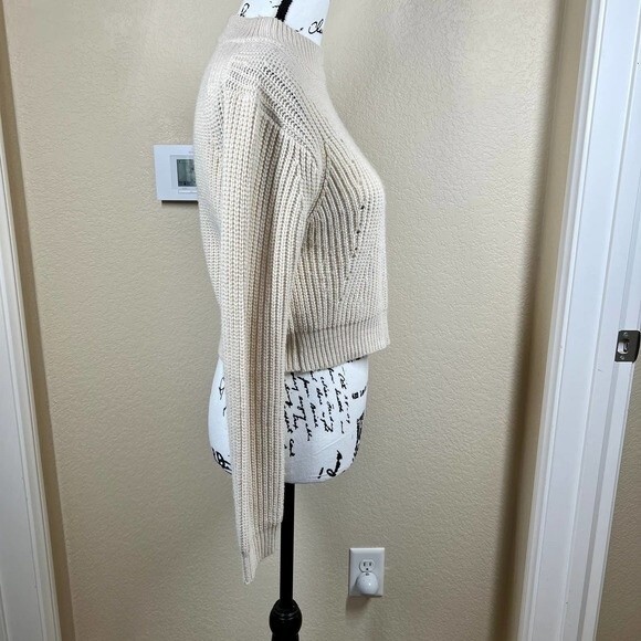 Kendall & Kylie cream sweater women crop knit long sleeve sweater size S - Picture 5 of 12